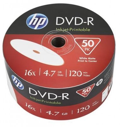 Диск DVD-R 50 HP, 4.7Gb, 16x, Printable, Bulk Box (DME00070WIP-3) 216989 фото