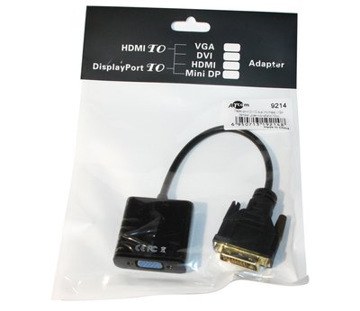 Адаптер DVI-D (M) - VGA (F), Atcom, Black, 10 см (9214) 148915 фото