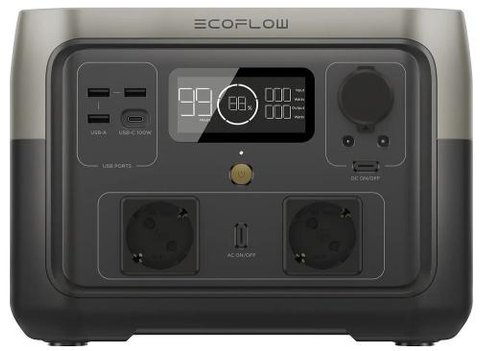 Зарядная станция EcoFlow RIVER 2 Max, Black, 512 Вт/ч, Выход AC 230 В AC (х2), Выход USB-A 12 Вт на порт, 5 В DC, 2.4 A (х2), Быстрая зарядка USB-A 28 Вт, 5 В / 9 В / 12 В DC, макс 2.4 А (x3), Выход USB-C 100Вт, DC 5 В/9 В/12 В/15 В/20 В 273147 фото