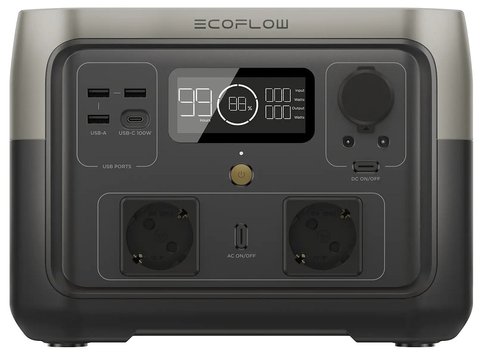 Зарядна станція EcoFlow RIVER 2 Max, Black, 512 Вт/ч, Вихід AC 230 В AC (х2), Вихід USB-A 12 Вт на порт, 5 В DC, 2.4 A (х2), Швидка зарядка USB-A 28 Вт, 5 В/ 9 В / 12 В DC, макс 2.4 А (x3), Вихід USB-C 100Вт, DC 5 В/9 В/12 В/15 В/20 В 273147 фото