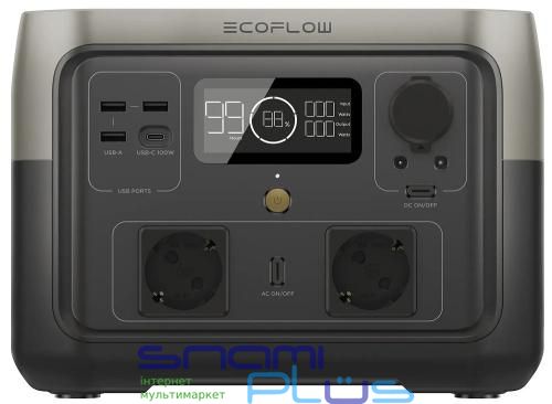 Зарядна станція EcoFlow RIVER 2 Max, Black, 512 Вт/ч, Вихід AC 230 В AC (х2), Вихід USB-A 12 Вт на порт, 5 В DC, 2.4 A (х2), Швидка зарядка USB-A 28 Вт, 5 В/ 9 В / 12 В DC, макс 2.4 А (x3), Вихід USB-C 100Вт, DC 5 В/9 В/12 В/15 В/20 В 273147 фото