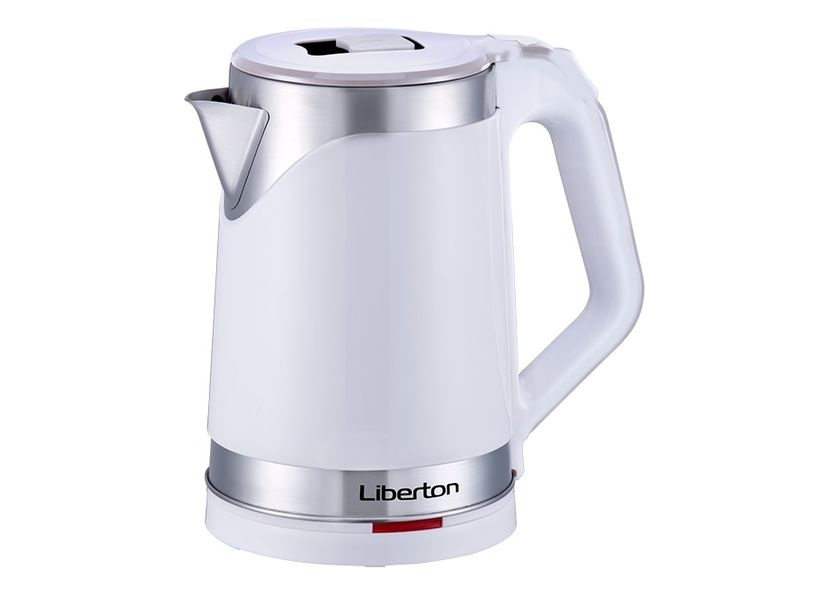 Електрочайник Liberton LEK-2201 White, 1500W, 2.2 л, дисковий, індикатор рівня води, захист від перегріву, захист від включення без води, нержавіюча сталь/пластик 255540 фото
