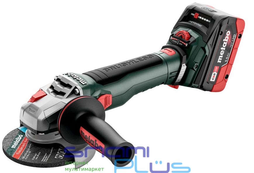 Шлифмашина угловая (болгарка) Metabo WVB 18 LT BL 11-125 Quick, Black/Green, аккумулятор, диск 125 мм, шпиндель М14, 10000 об/мин, акумуляторная 268826 фото