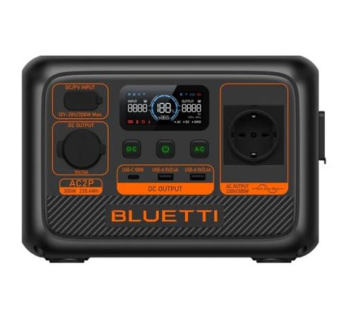 Зарядна станція BLUETTI AC2P, Black, 300 Вт / 230.4 Вт/год, 1xType-C (100 Вт), 2xUSB (12 Вт), 1x12V (10A), 1x230V, LiFePO4 290308 фото