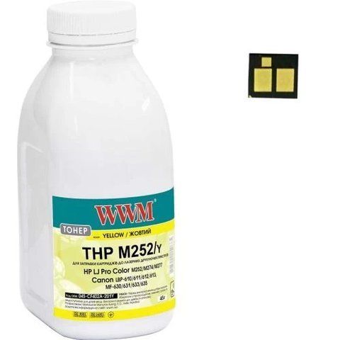 Тонер + чип HP CLJ Pro M252/M452/M552/M553, Canon LBP-610/710, Yellow, 45 г, WWM (045-CF402A-201Y) 248354 фото