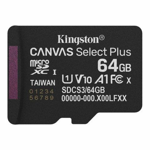 Карта пам'яті microSDXC, 64Gb, Kingston Canvas Select Plus, без адаптера (SDCS3/64GBSP) 313151 фото