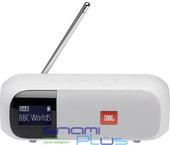 Колонка портативная 1.0 JBL Tuner 2 White, 5Bт, Bluetooth, питание от аккумулятора, FM приемник, IPX7 водонепроницаемая 217874 фото