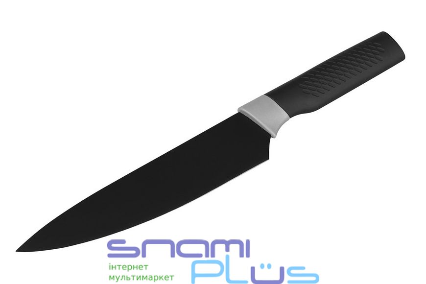Нож кухонный Ardesto Black Mars AR2014SK, Black, длина лезвия 20см, поварской, материал лезвия нержавеющая сталь, материал рукоятки пластик, можно мыть в посудомоечной машине 261366 фото