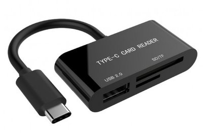 Card Reader зовнішній Cablexpert UHB-CR3-02, USB Type-C, підтримка форматів SD та TF (MicroSD) карти, а також USB (UHB-CR3-02) 218073 фото