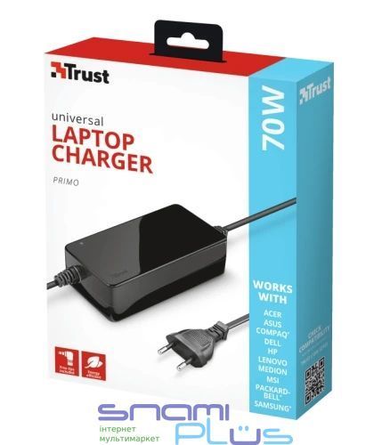Блок живлення Trust Primo для ноутбуків універсальний 70W Black (22141) 198780 фото
