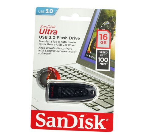 USB 3.0 Flash Drive 16Gb SanDisk Ultra, Black (SDCZ48-016G-U46) 140739 фото