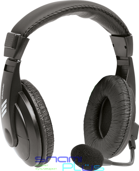 Навушники Defender Gryphon 750, Black, 2x3.5-мм, мікрофон, регулятор гучності на кабелі, 105 дБ, 32 Ом, 2 м (63750) 132317 фото