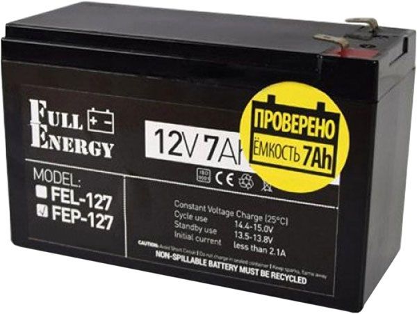 Батарея для ДБЖ 12В 7Ач Full Energy, FEP-127, ШхДхВ 65х150х95 257790 фото