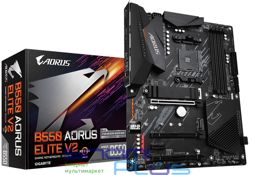 Мат.плата AM4 (B550) Gigabyte B550 AORUS ELITE V2, B550, 4xDDR4, CrossFireX, Int.Video(CPU), 4xSATA3, 2xM.2, 1xPCI-E 16x 4.0, 2xPCI-E 16x 3.0, 1xPCI-E 1x 3.0, ALC1200, 2.5GbE, 8xUSB3.2/6xUSB2.0, HDMI/DP, ATX 212142 фото