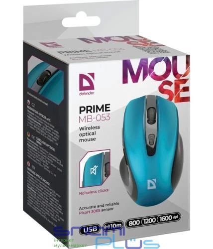 Мышь беспроводная Defender Prime MB-053, Turquoise (52054) 288629 фото