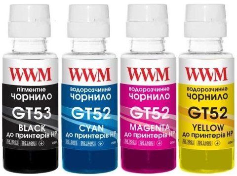 Комплект чорнил WWM HP GT52/GT53, 4x100 мл (GT53SET) 243601 фото