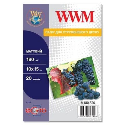 Фотопапір WWM, матовий, A6 (10х15), 180 г/м&sup2;, 20 арк (M180.F20) 88729 фото