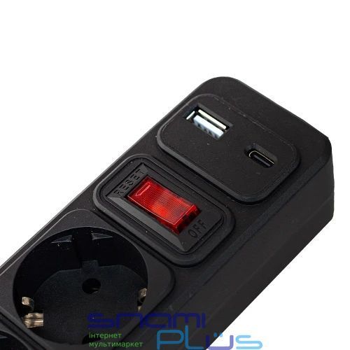 Фільтр мережевий GTL EU06K, 6 розеток, 5 м, Black, 1xType-C / 1xUSB (GTL-XH-EU06K-5B) 323544 фото