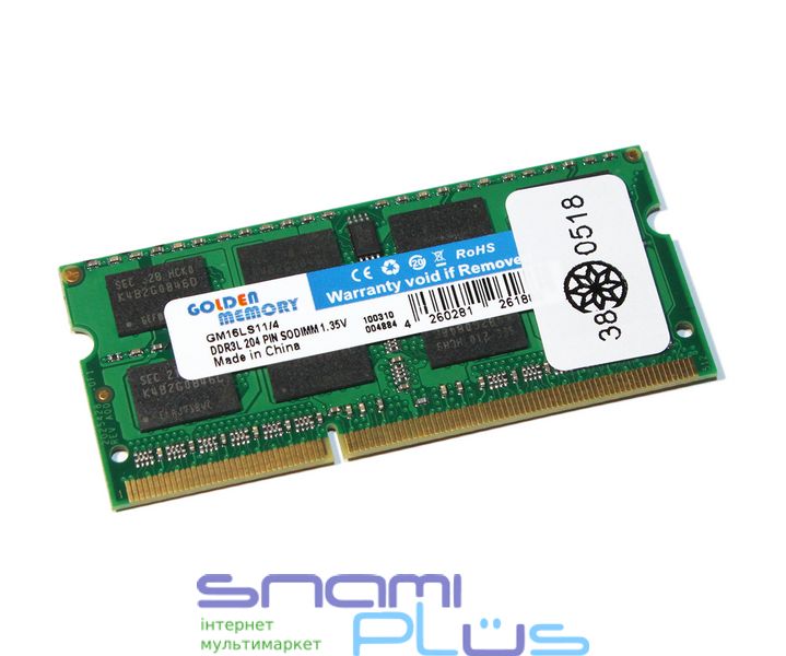 Память SO-DIMM, DDR3, 4Gb, 1600 MHz, Golden Memory, 1.35V (GM16LS11/4) 160056 фото