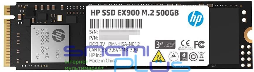 Твердотельный накопитель M.2 500Gb, HP EX900, PCI-E 3.0 x4, 3D TLC, 2000/1400 MB/s (2YY44AA) 214879 фото
