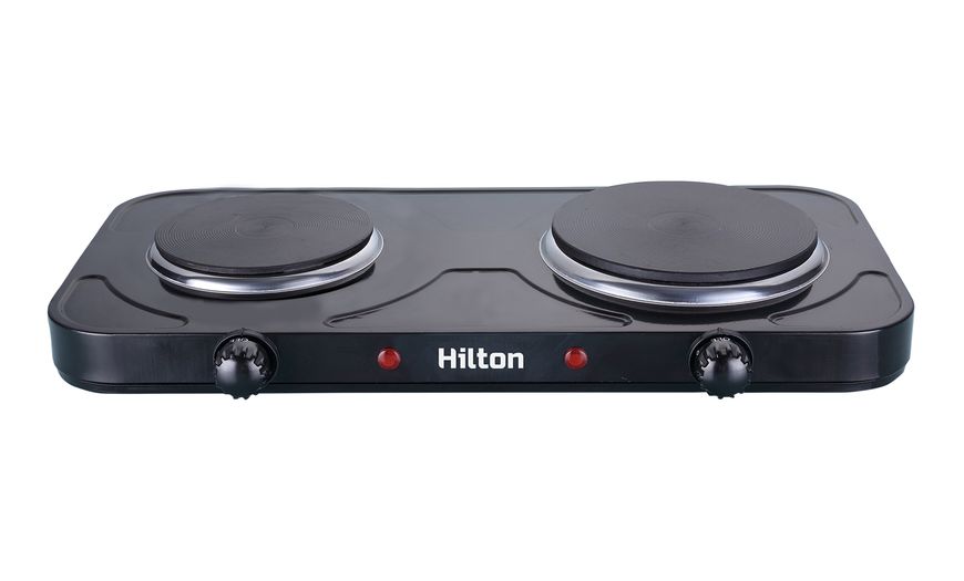 Електроплита Hilton HEC-251, Black, 2500W, 2 комфоркі, поворотні перемикачі, регульований термостат 257993 фото
