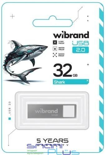 Флеш накопичувач USB 32Gb Wibrand Shark, Silver, USB 2.0 (WI2.0/SH32U4S) 286758 фото