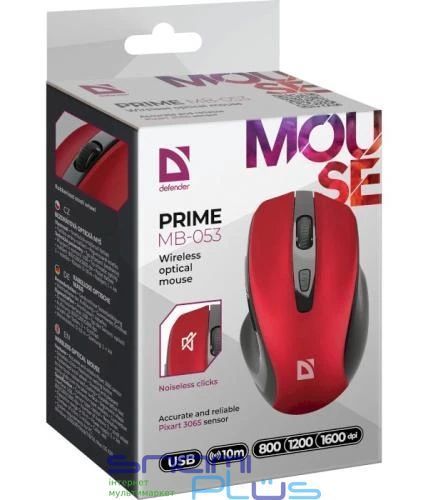Мышь беспроводная Defender Prime MB-053, Red (52052) 288630 фото