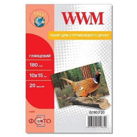 Фотопапір WWM, глянсовий, A6 (10х15), 180 г/м&sup2;, 20 арк (G180.F20) 88731 фото
