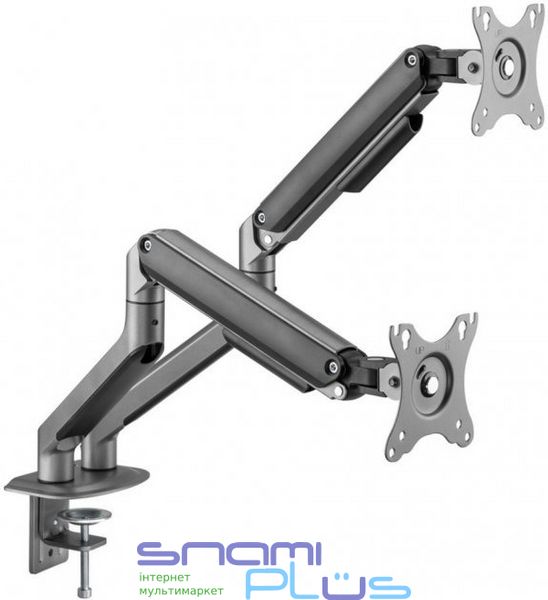 Кронштейн настольный для двух мониторов 17-32' Gembird MA-DA2-05 VESA 100х100 мм, до 9 кг, наклон от -55 до +55, поворот 90°, вращение 180°, высота рейки: 400 мм, макс. толщина стола: зажим: 10~85 мм, втулка: 10~40 мм 274705 фото