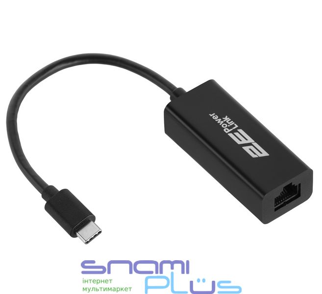 Сетевой адаптер USB Type-C - Ethernet, 10/100/1000 Мбит/сек, 2E U2085T, Black, чипсет RTL8153 (2E-U2085T) 283569 фото