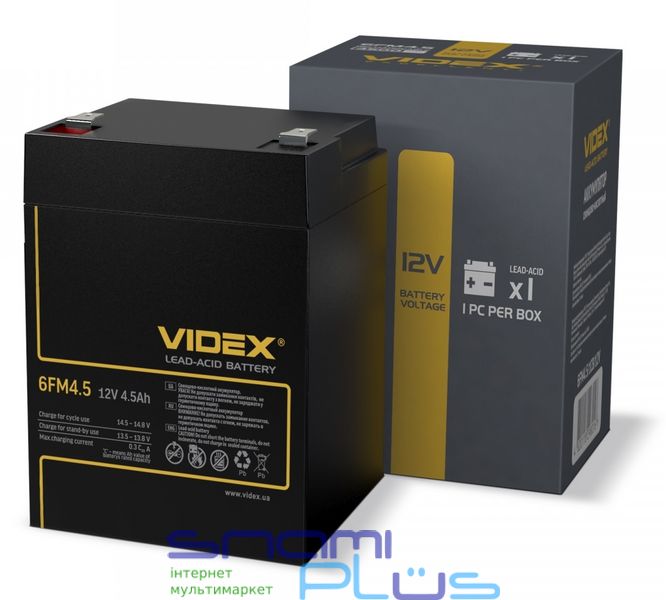 Батарея для ДБЖ 12В 4.5Ач Videx 6FM4.5, Black, 12V, 90x70x100 мм 249721 фото