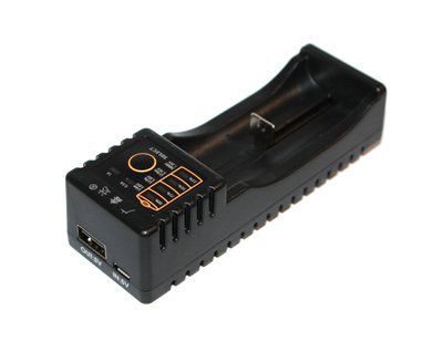 Зарядний пристрій T100, Black, 1 канал, підтримує 1.2V (NiMH), (NiCd), Li-ion 3,6 - 4.35V та LiFePO4, USB вихід з функцією Power Bank 145245 фото
