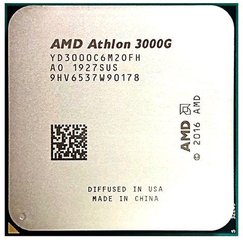 Процесор AMD (AM4) Athlon 3000G, Tray, 2x3.5 GHz, Radeon Vega 3 (1000 MHz), L3 4Mb, Picasso, 12 nm, TDP 35W (YD3000C6M2OFH) 215779 фото