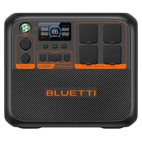 Зарядна станція BLUETTI AC200PL, Black, 2400 Вт / 2304 Вт/год, 2xType-C (100 Вт), 2xUSB (18 Вт), 1x12V (10A), 1x48V (8A), 4x230V, чиста синусоїда, LiFePO4 290518 фото