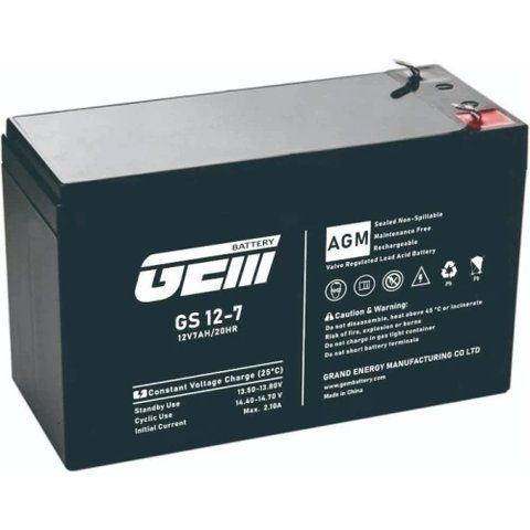 Аккумуляторная батарея GEM Battery, 12V, 7 Ач, AGM, F2 (GS 12-7) 300065 фото
