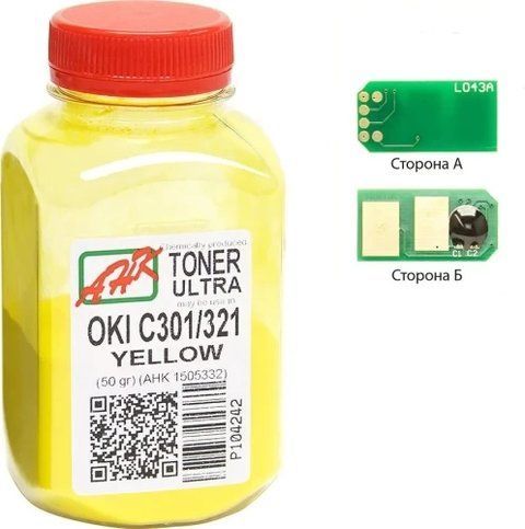 Тонер + чіп OKI C301/C321/C331, Yellow, 50 г, AHK (1505328) 250355 фото