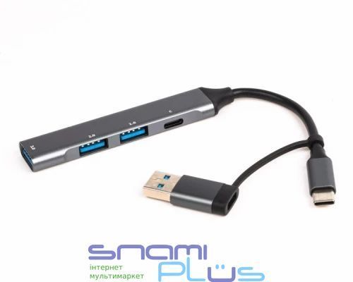 Хаб USB Maxxter HU3C-4P1CN-01, Grey 301967 фото