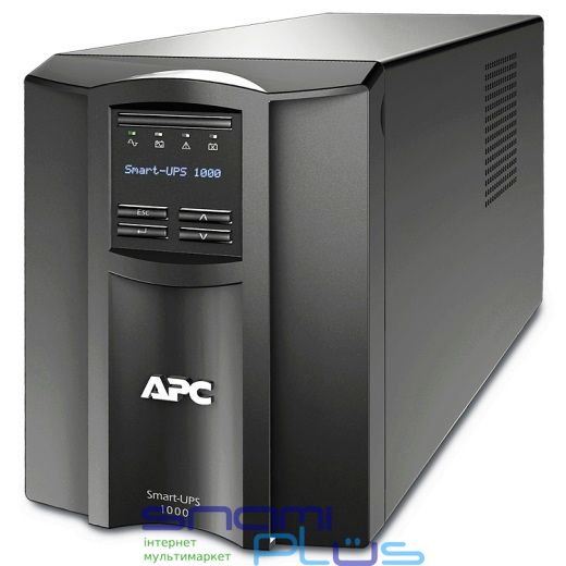 Источник бесперебойного питания APC Smart-UPS 1000VA, Black, 700 Вт, 8xC13, RJ45 / USB / SmartSlot, LCD экран, 219x171x439 мм, 18.86 кг (SMT1000I) 255142 фото