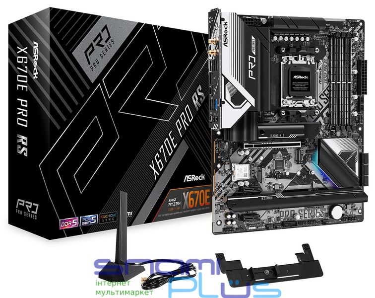 Материнская плата AM5 ASRock X670E Pro RS, X670, 4xDDR5, Int.Video(CPU), 6xSATA3, 4xM.2, 1xPCI-E 16x, 2xPCI-E 1x, ALC897, Realtek 2.5G, WiFi 6, Bluetooth 5.2, 11xUSB3.2/8xUSB2.0, HDMI/DP, ATX 253004 фото