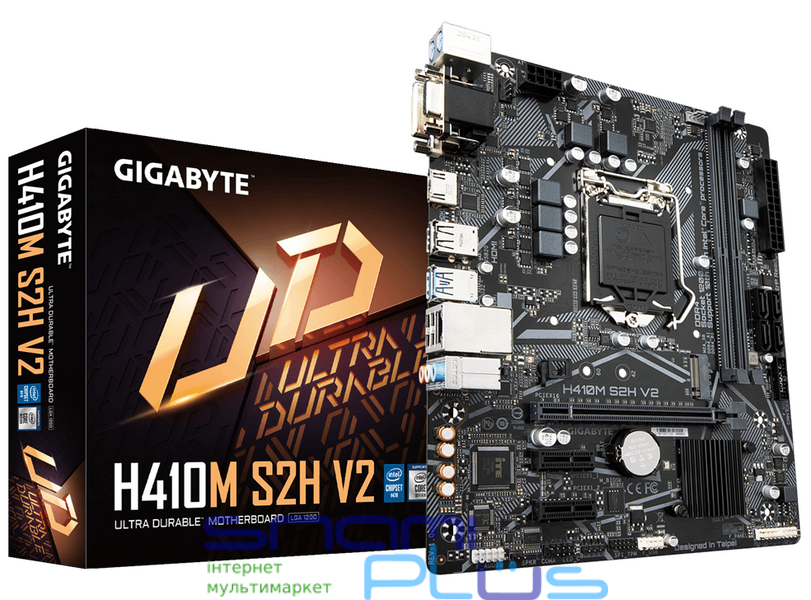 Мат.плата 1200 (H470) Gigabyte H410M S2H V2, H470, 2xDDR4, Int.Video(CPU), 4xSATA3, 1xM.2, 1xPCI-E 16x 3.0, 2xPCI-E 1x 3.0, ALC887, RTL8111H, 4xUSB3.2/6xUSB2.0, VGA/DVI-D/HDMI, MicroATX 220036 фото