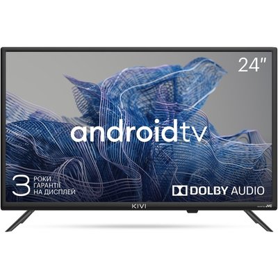 Телевізор 24' Kivi 24H750NB, Black, 1366x768 (LED, MVA, 60 Гц), SmartTV (Android), 8Gb, DVB-T2/C/S2, 2x5 Вт, 3xHDMI, 2xUSB, VESA 100x100 мм 256224 фото