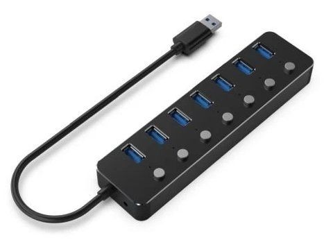 Хаб USB Gembird UHB-U3P7P-01, Black 280023 фото