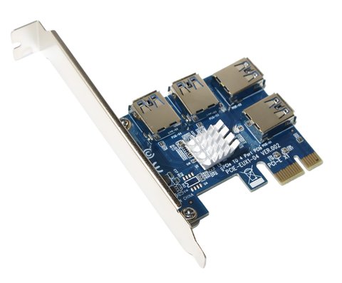 Плата розширення для райзерів Dynamode PCI-E 1x - 16x to 4 PCI-E USB 3.0 165004 фото