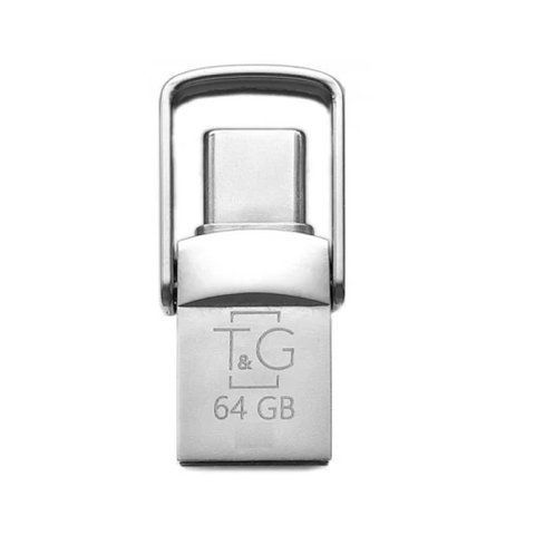 Флеш накопичувач USB 64Gb T&G Metal TG104, Silver, Type-C / USB 2.0 (TG104TC-64G) 317782 фото