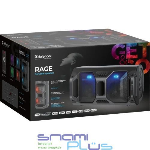 Колонка портативна Defender Rage 50, Black (65109) 318490 фото