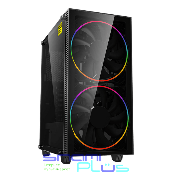 Корпус GameMax Black Hole, без БП, Midi Tower, ATX / Micro ATX / Mini ITX, USB 3.0, USB 2.0, 2x200 мм LED, 421x210x460 мм, 0.5 мм, 5.9кг 209082 фото