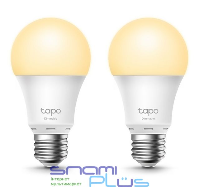 Умная лампочка TP-Link Tapo L510E, 2 шт, E27, WiFi (2.4 GHz), 8.7 Вт, 806 Лм, 2700K, с возможностью затемнения 277604 фото